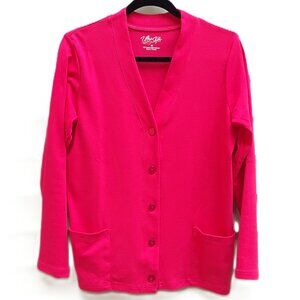 Red Button-Front V-Neck Knit Cardigan by UltraSofts (NWT)